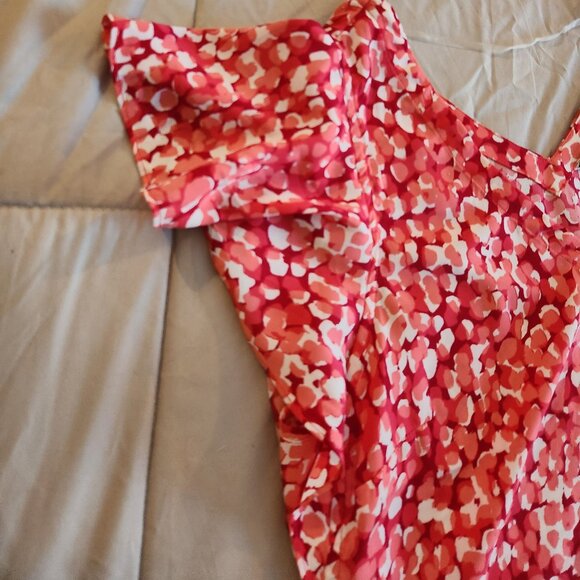 Liverpool Los Angeles Petite V-Neck Flutter Sleeve Blouse Top Shirt Watermelon - Picture 11 of 11